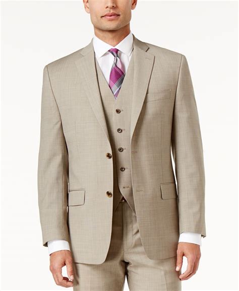 michael kors men's classic-fit tan neat pindot vested suit|Michael Kors Men's Classic.